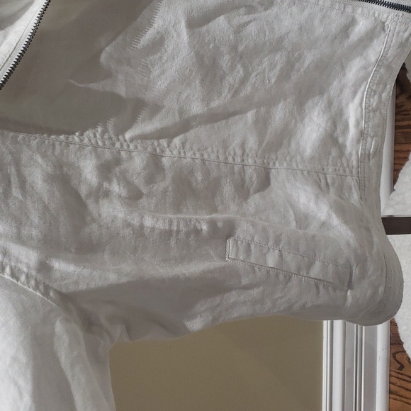 Nwt Xl Cynthia Rowley linnen jacket white with silver zipper - Picture 4 of 12